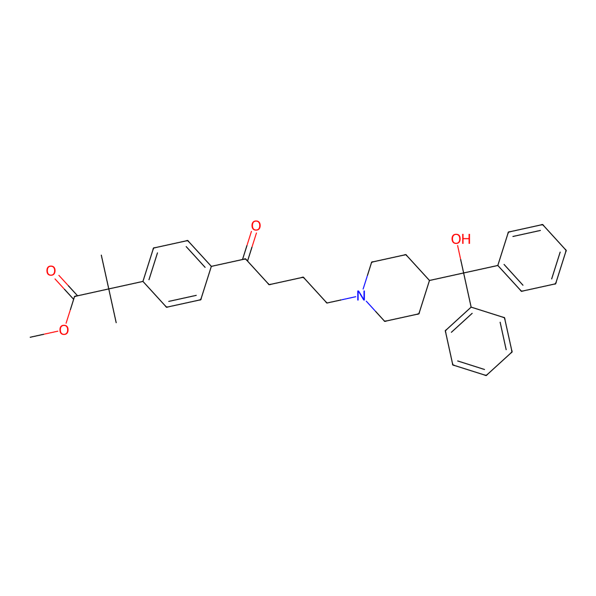 2-[4-[4-[4-(Hydroxydiphenylmethyl)-1-piperidinyl]-1-oxobutyl]phenyl]-2,2-dimethylacetic acid methyl ester molecular structure, CAS 154477-55-1
