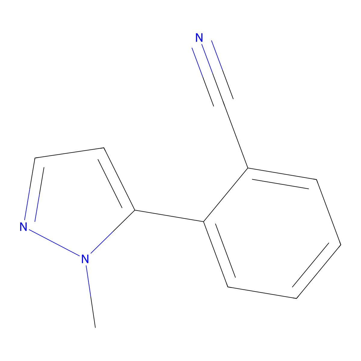 2-(1-Methyl-1H-pyrazol-5-yl)benzonitrile molecular structure, CAS 1544778-60-0