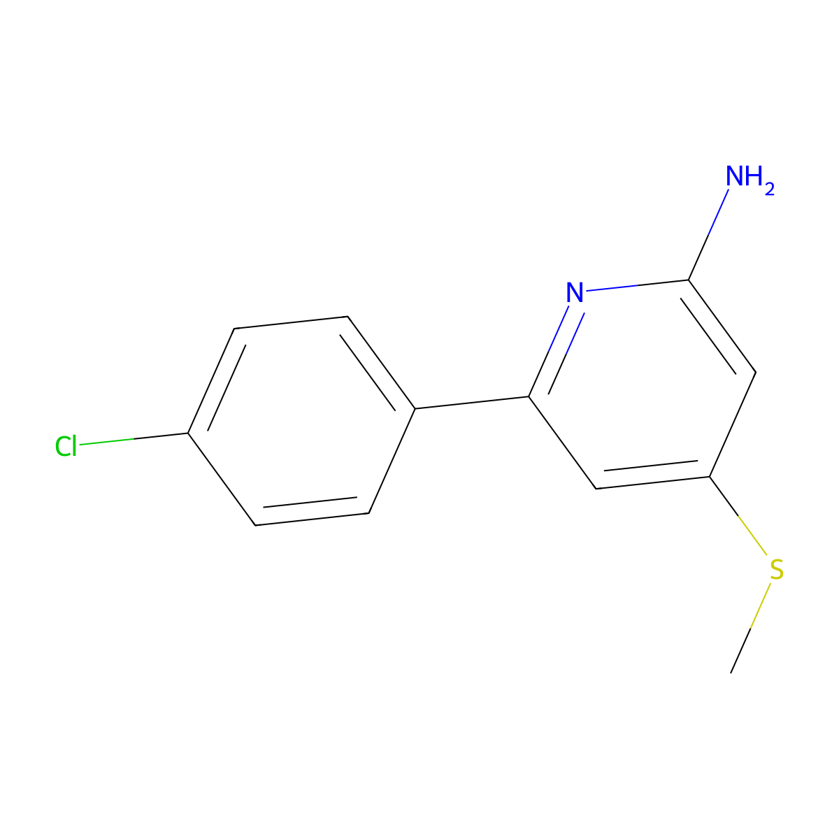 6-(4-Chlorophenyl)-4-(methylsulfanyl)pyridin-2-amine molecular structure, CAS 154479-16-0
