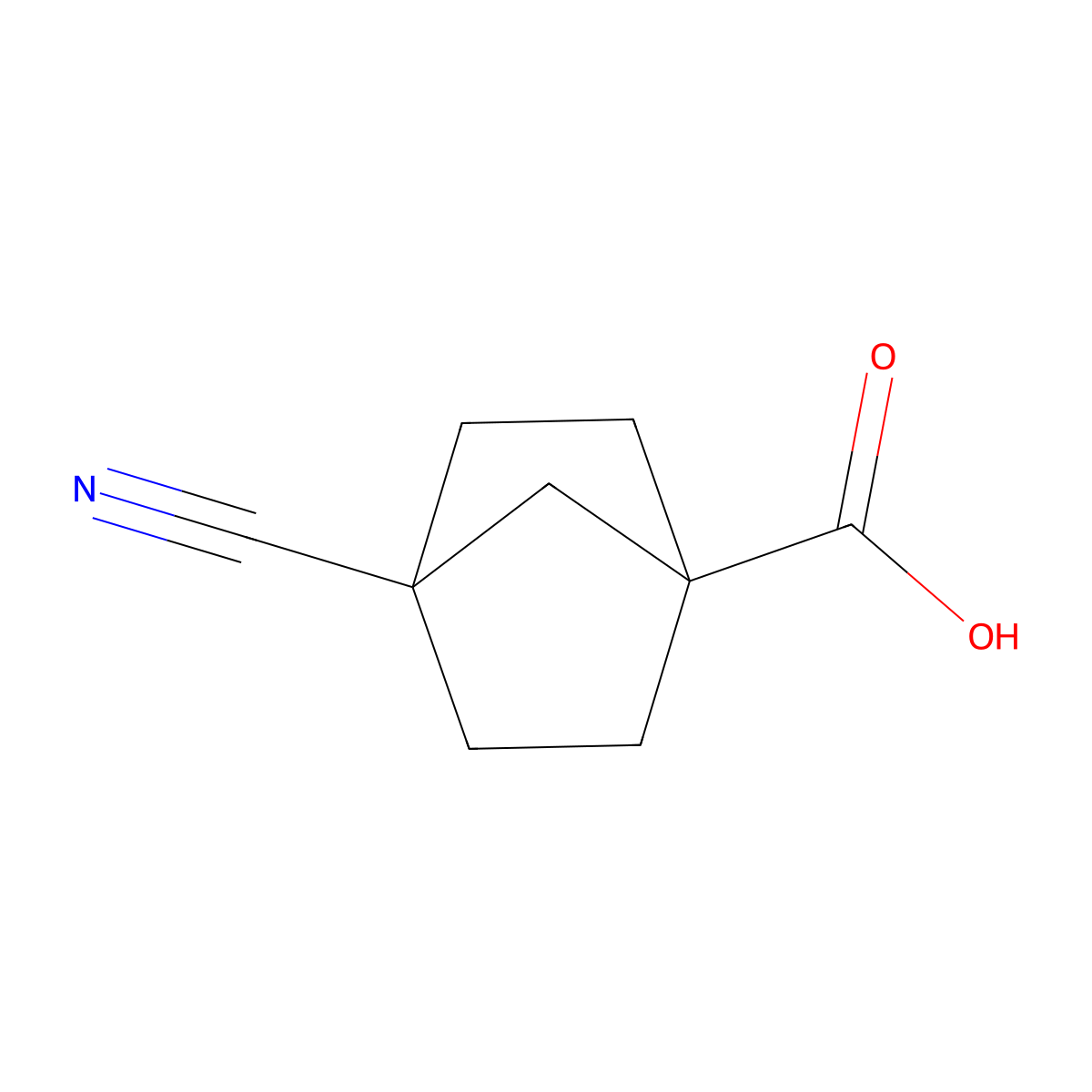 4-Cyanobicyclo[2.2.1]heptane-1-carboxylic acid molecular structure, CAS 15448-86-9