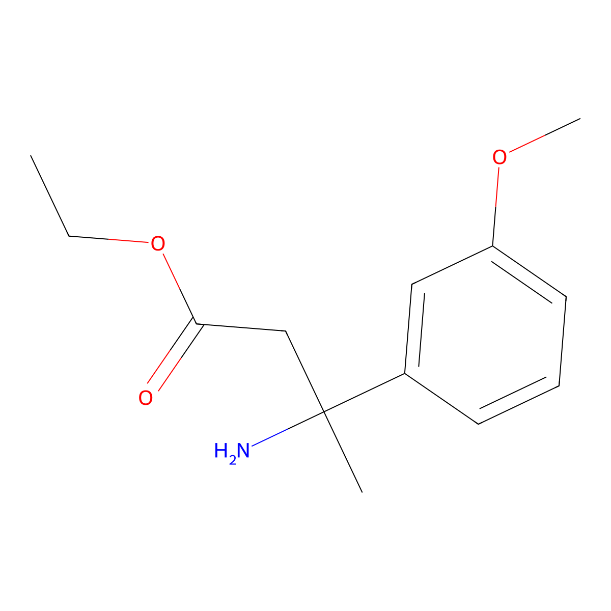 Ethyl 3-amino-3-(3-methoxyphenyl)butanoate molecular structure, CAS 1544803-70-4