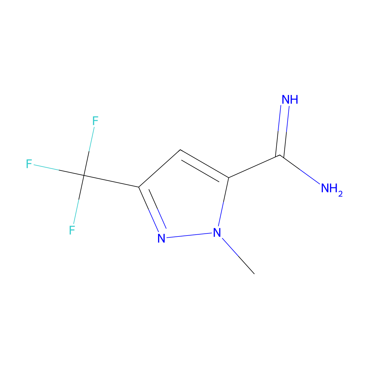 1-methyl-3-(trifluoromethyl)-1H-pyrazole-5-carboximidamide molecular structure, CAS 1544816-52-5