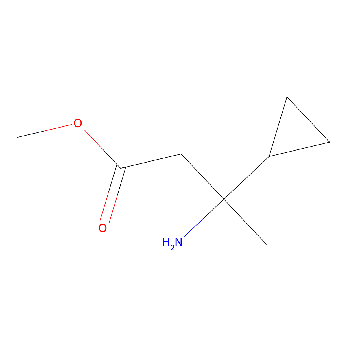 Methyl 3-amino-3-cyclopropylbutanoate molecular structure, CAS 1544826-15-4
