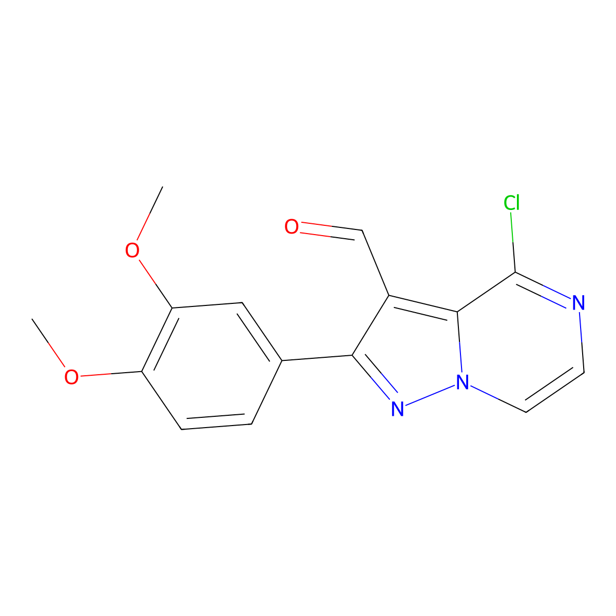 4-Chloro-2-(3,4-dimethoxyphenyl)pyrazolo[1,5-a]pyrazine-3-carbaldehyde molecular structure, CAS 1544841-79-3