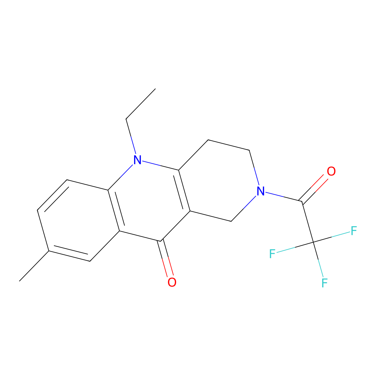 5-Ethyl-8-methyl-2-(2,2,2-trifluoroacetyl)-3,4-dihydro-1H-benzo[b][1,6]naphthyridin-10-one molecular structure, CAS 1544841-87-3