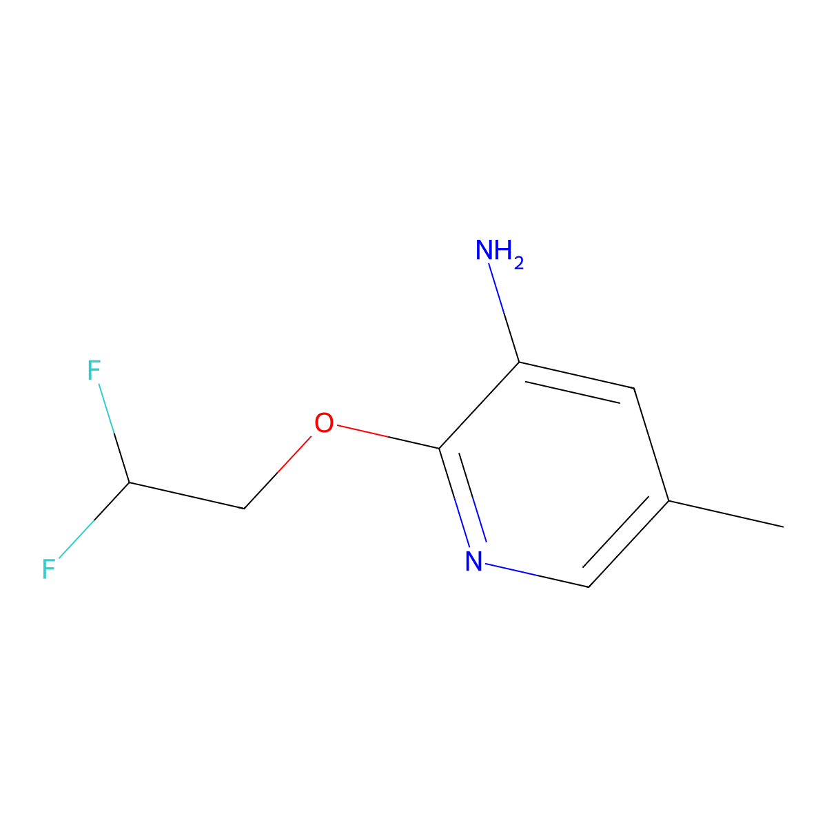 2-(2,2-Difluoroethoxy)-5-methylpyridin-3-amine molecular structure, CAS 1544860-53-8
