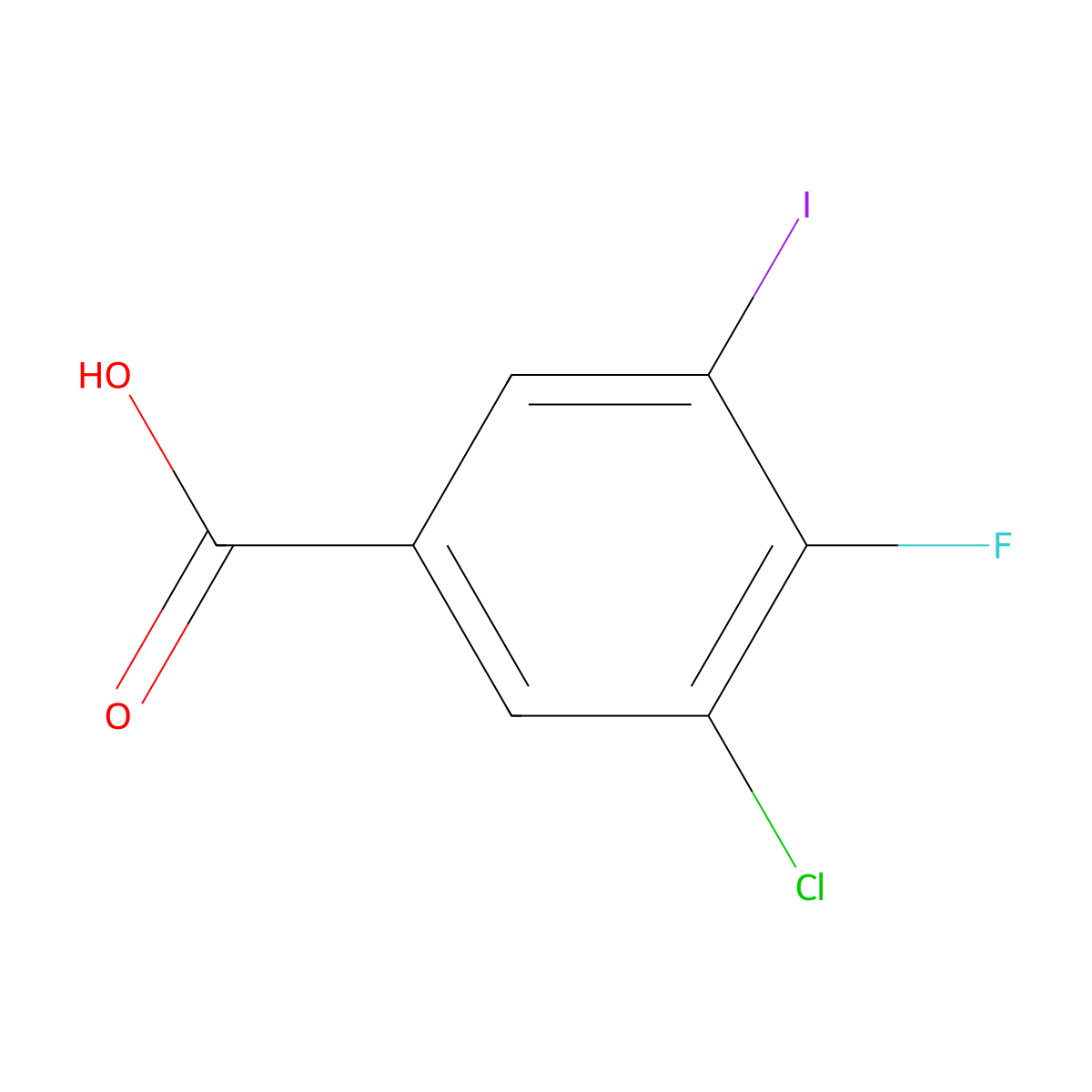 3-Chloro-4-fluoro-5-iodobenzoic acid molecular structure, CAS 1544863-64-0