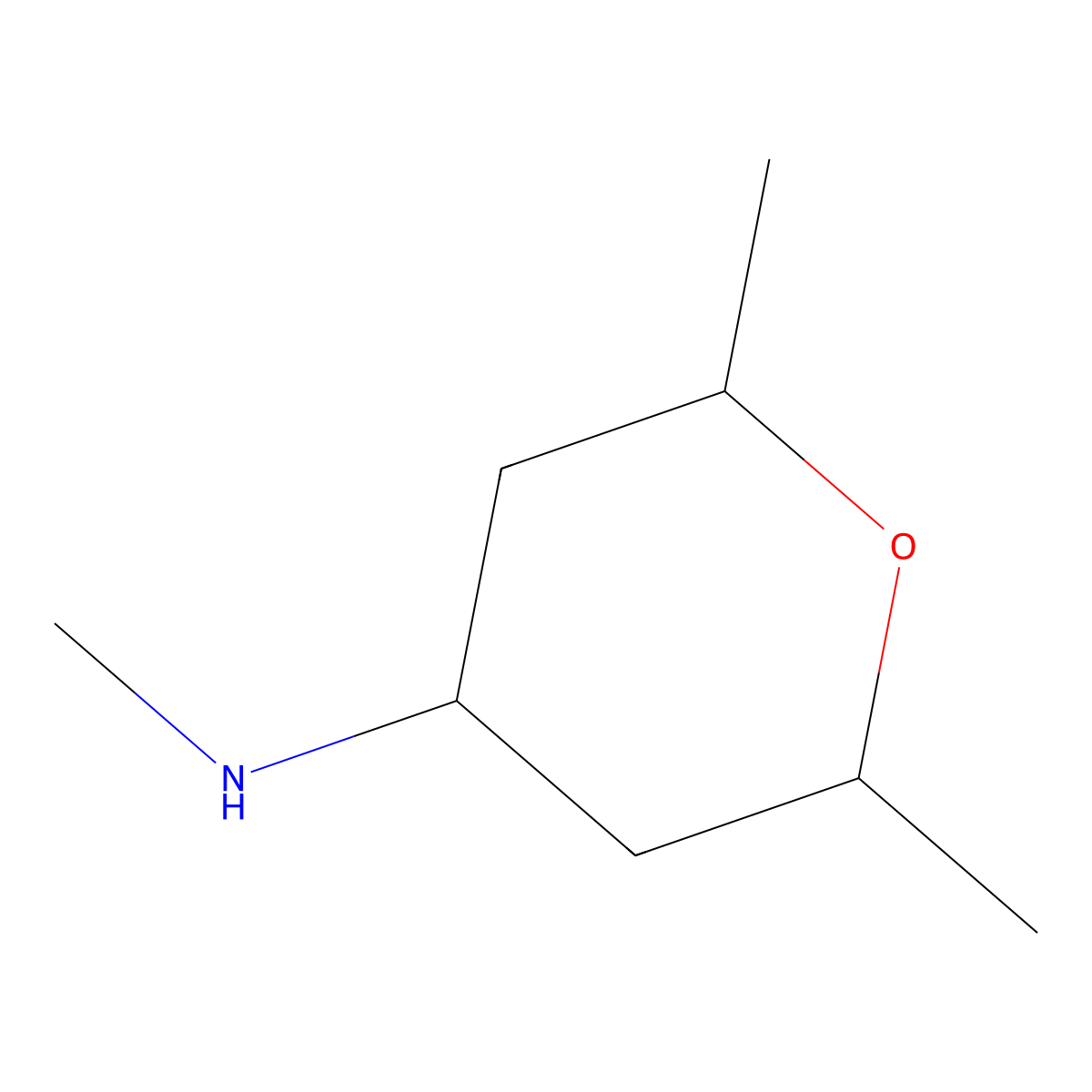 N,2,6-trimethyloxan-4-amine molecular structure, CAS 1544892-96-7