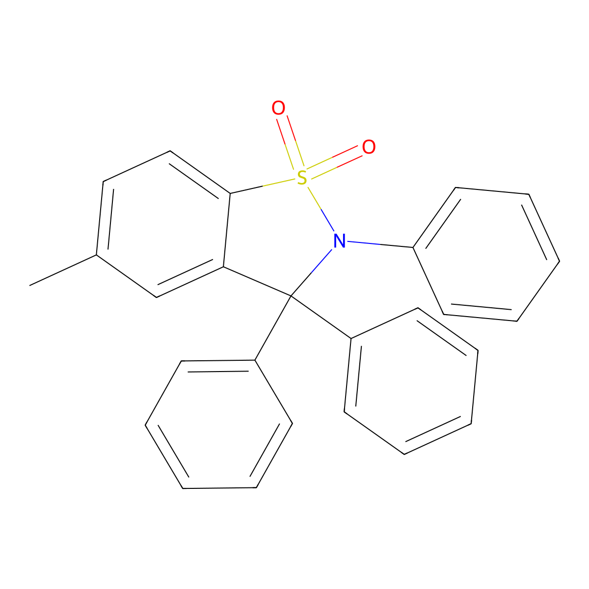 5-Methyl-2,3,3-triphenyl-2,3-dihydro-1H-1lambda~6~,2-benzothiazole-1,1-dione molecular structure, CAS 15449-02-2