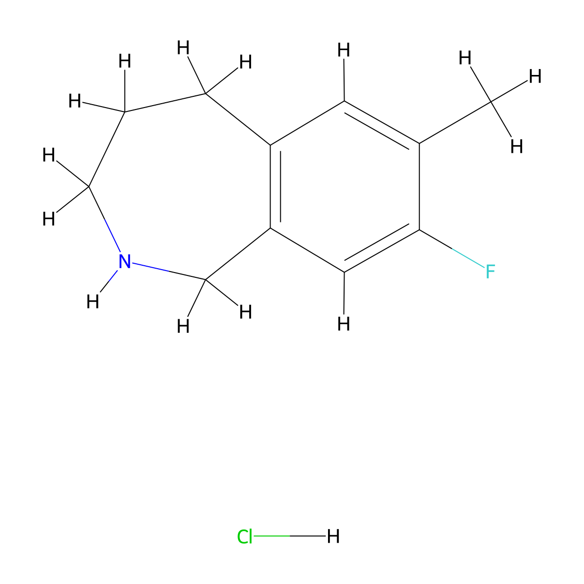 8-fluoro-7-methyl-2,3,4,5-tetrahydro-1H-2-benzazepine hydrochloride molecular structure, CAS 1544944-38-8