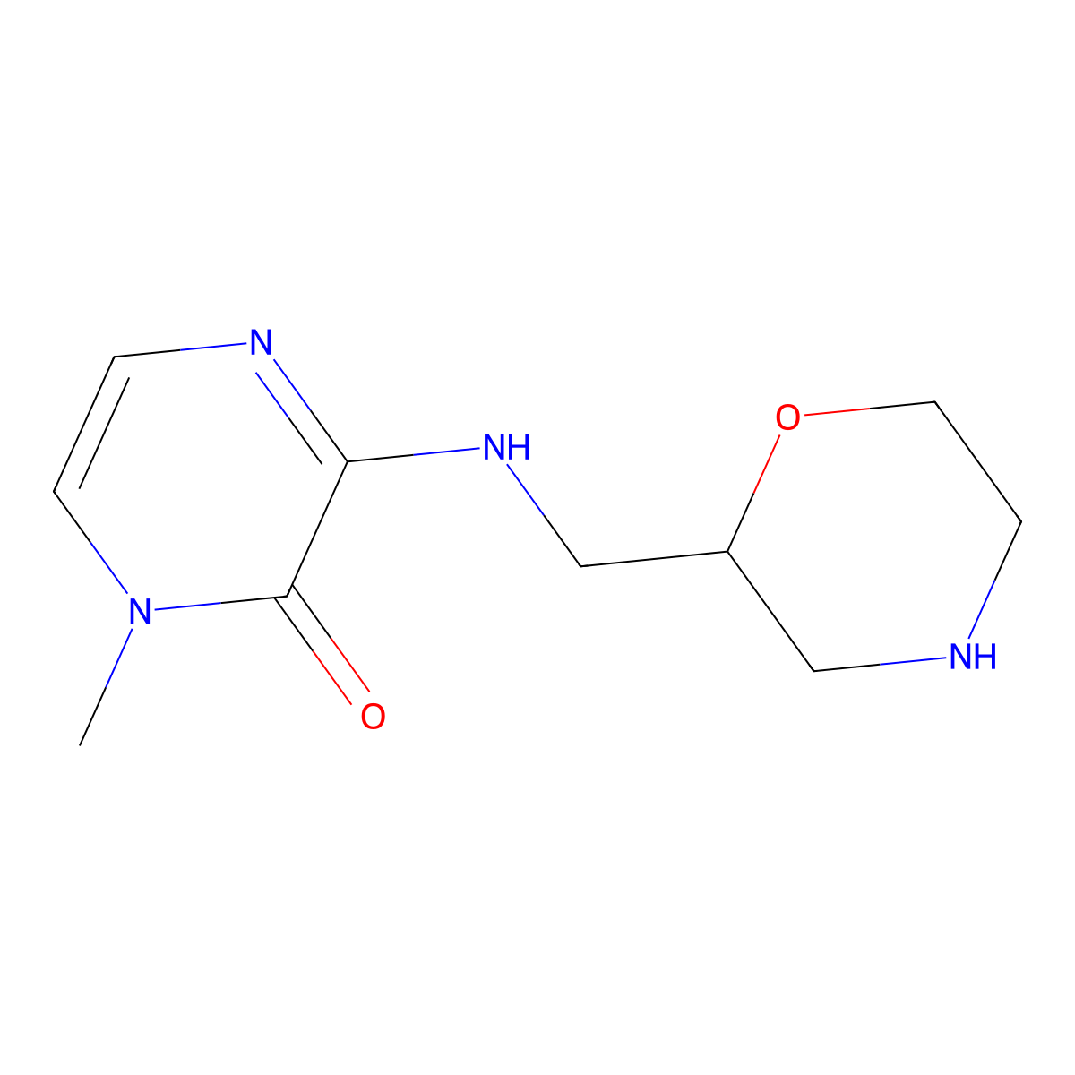 1-Methyl-3-{[(morpholin-2-yl)methyl]amino}-1,2-dihydropyrazin-2-one molecular structure, CAS 1544946-99-7