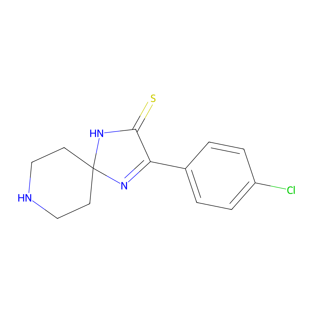 3-(4-Chlorophenyl)-1,4,8-triazaspiro[4.5]dec-3-ene-2-thione molecular structure, CAS 1544955-80-7