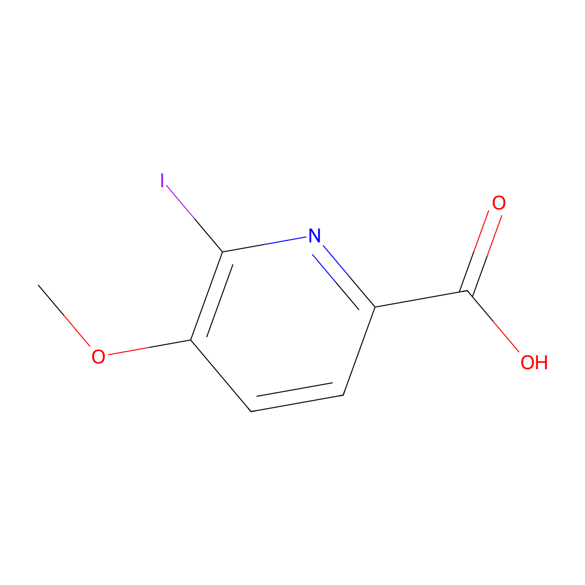 6-Iodo-5-methoxypyridine-2-carboxylic acid molecular structure, CAS 154497-83-3