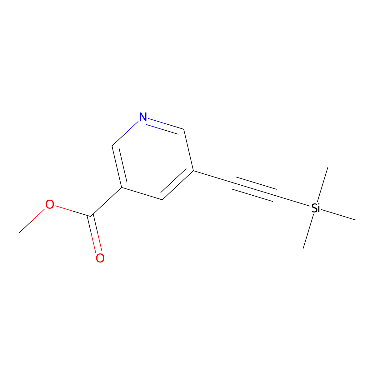 Methyl 5-((trimethylsilyl)ethynyl)nicotinate molecular structure, CAS 154498-28-9