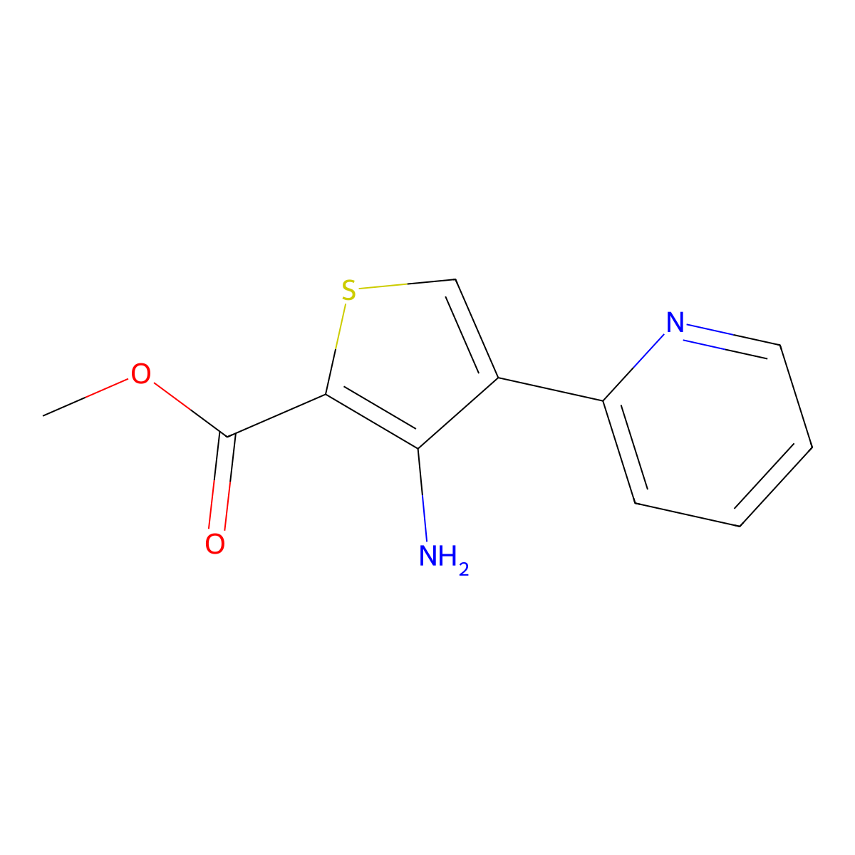 Methyl 3-amino-4-pyridin-2-ylthiophene-2-carboxylate molecular structure, CAS 1544989-76-5