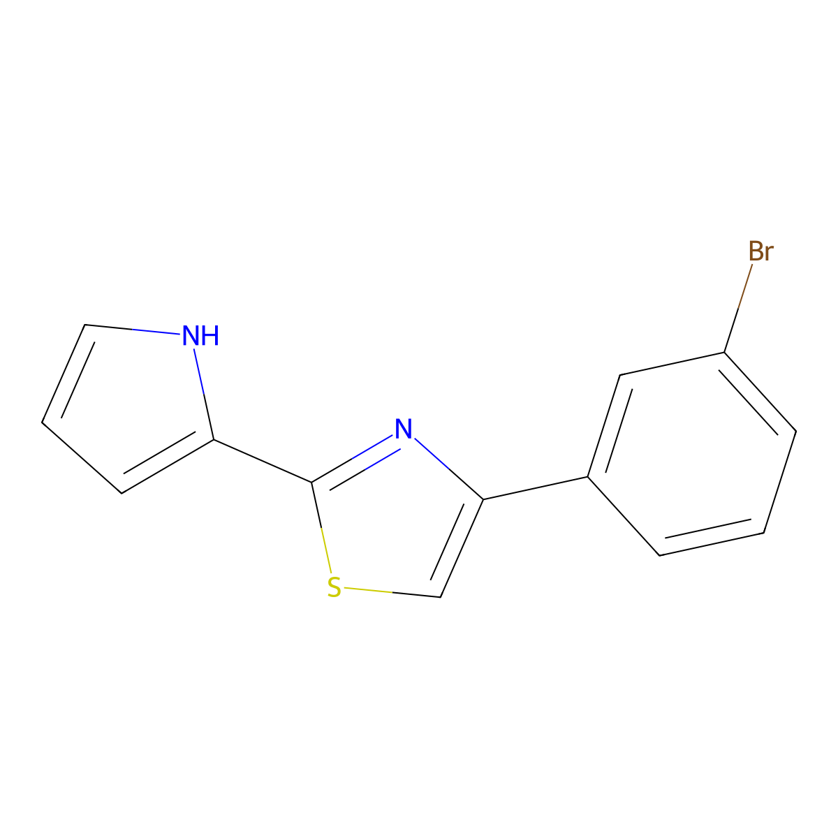 4-(3-Bromophenyl)-2-(1H-pyrrol-2-yl)-1,3-thiazole molecular structure, CAS 1544989-98-1