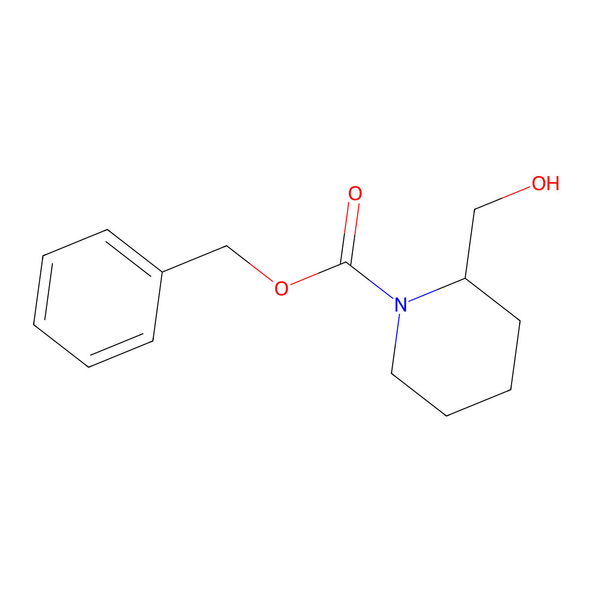 (R)-N-Benzyloxycarbonyl-2-piperidinemethanol molecular structure, CAS 154499-13-5