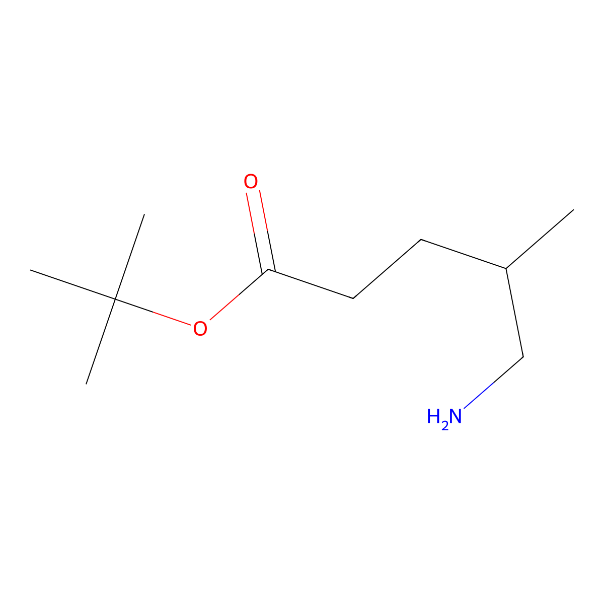 Tert-butyl 5-amino-4-methylpentanoate molecular structure, CAS 1544991-52-7