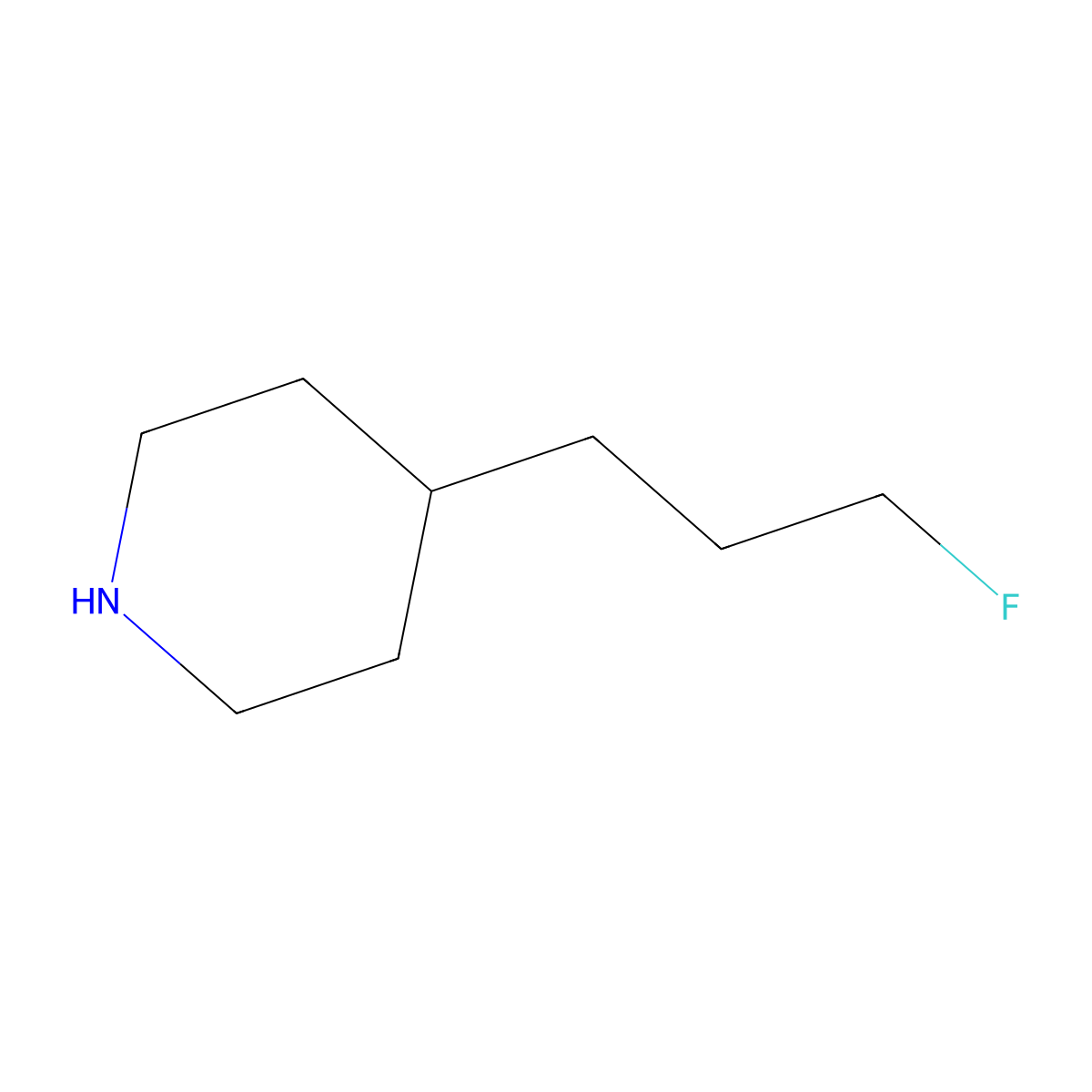 4-(3-Fluoropropyl)piperidine molecular structure, CAS 1545012-17-6