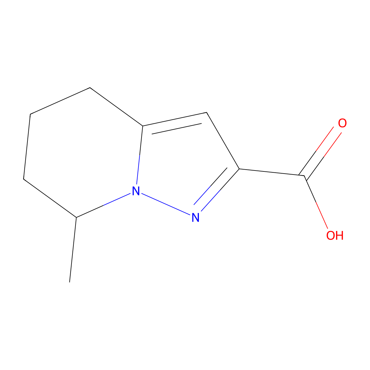 7-methyl-4H,5H,6H,7H-pyrazolo[1,5-a]pyridine-2-carboxylic acid molecular structure, CAS 1545012-38-1
