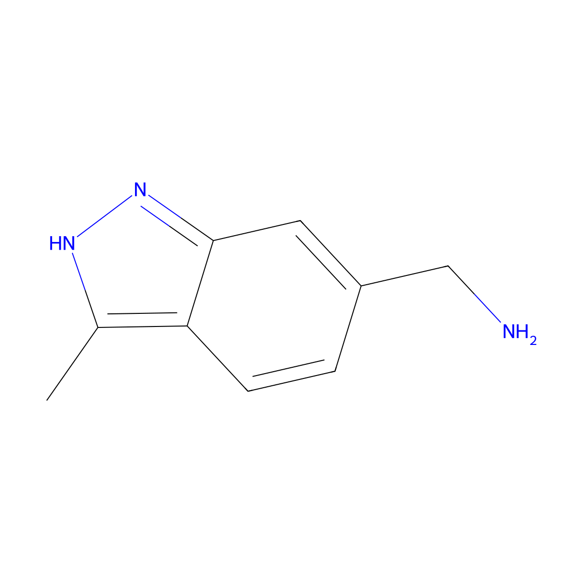 (3-Methyl-1H-indazol-6-yl)methanamine molecular structure, CAS 1545012-51-8