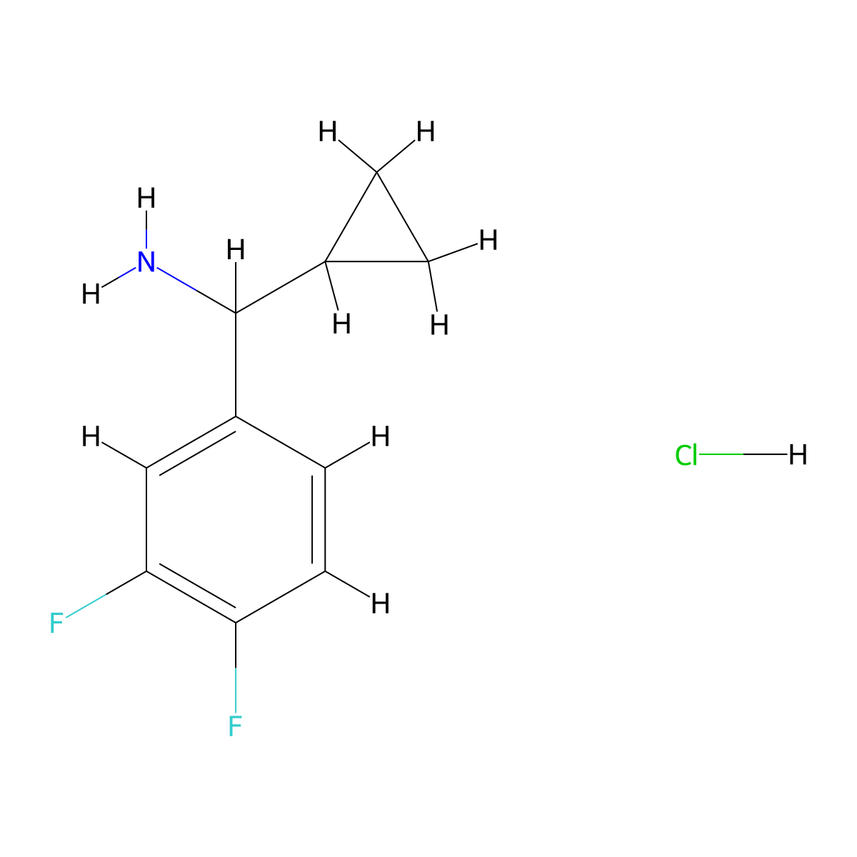 Cyclopropyl(3,4-difluorophenyl)methanamine hydrochloride molecular structure, CAS 1545024-65-4