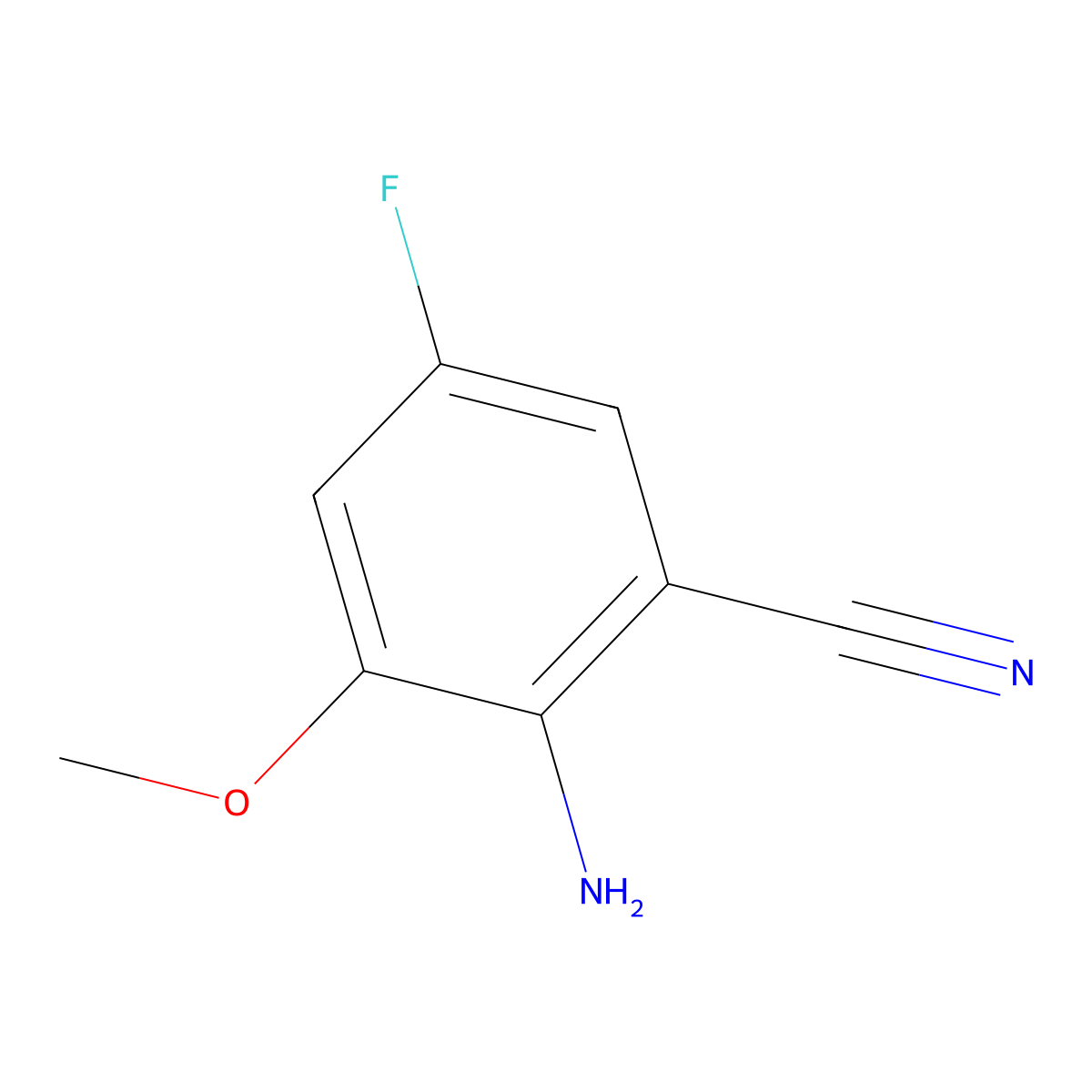 2-Amino-5-fluoro-3-methoxybenzonitrile molecular structure, CAS 1545025-47-5