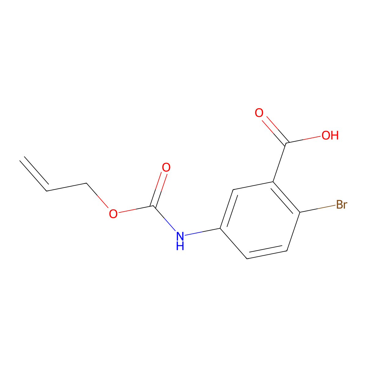 2-Bromo-5-{[(prop-2-en-1-yloxy)carbonyl]amino}benzoic acid molecular structure, CAS 1545033-24-6