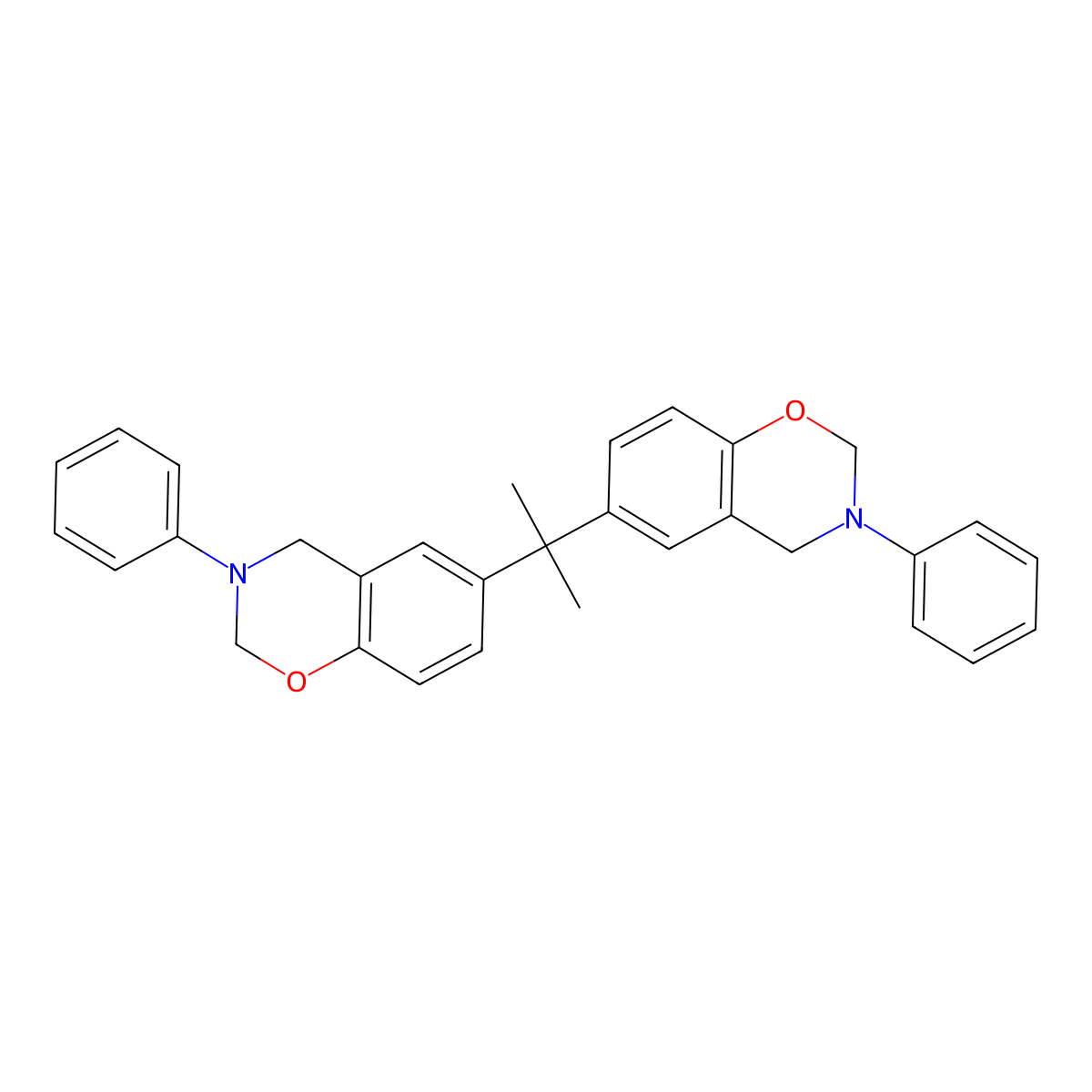 2H-1,3-Benzoxazine, 6,6'-(1-methylethylidene)bis[3,4-dihydro-3-phenyl- molecular structure, CAS 154505-70-1