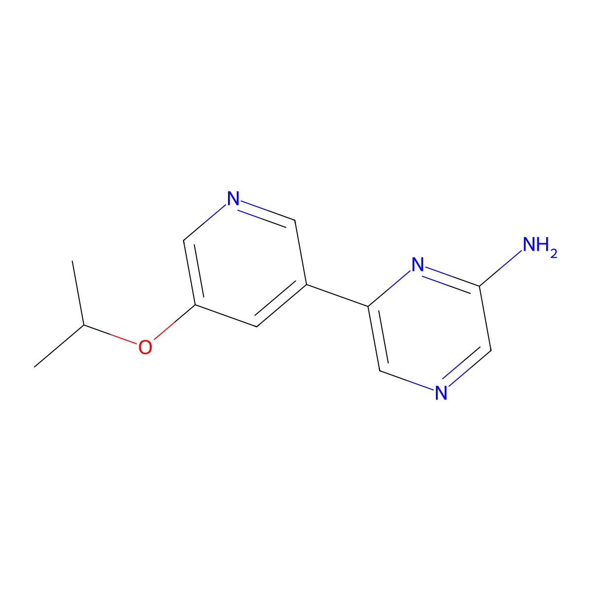 2-Pyrazinamine, 6-[5-(1-methylethoxy)-3-pyridinyl]- molecular structure, CAS 1545051-55-5
