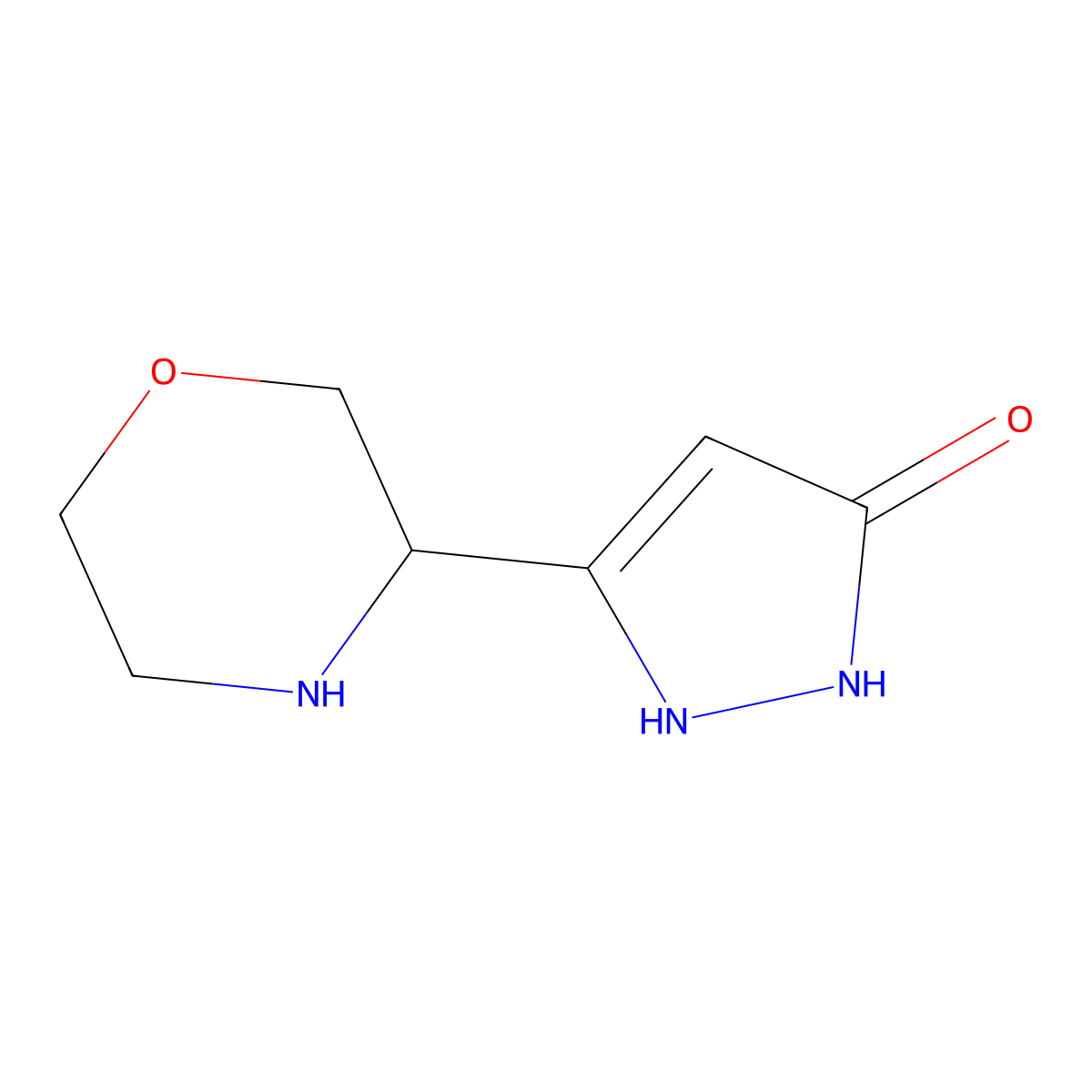 5-(morpholin-3-yl)-2,3-dihydro-1H-pyrazol-3-one molecular structure, CAS 1545120-78-2
