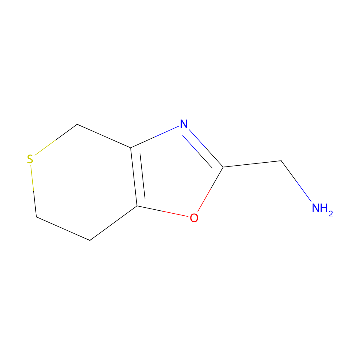 1-{4H,6H,7H-thiopyrano[3,4-d][1,3]oxazol-2-yl}methanamine molecular structure, CAS 1545120-82-8