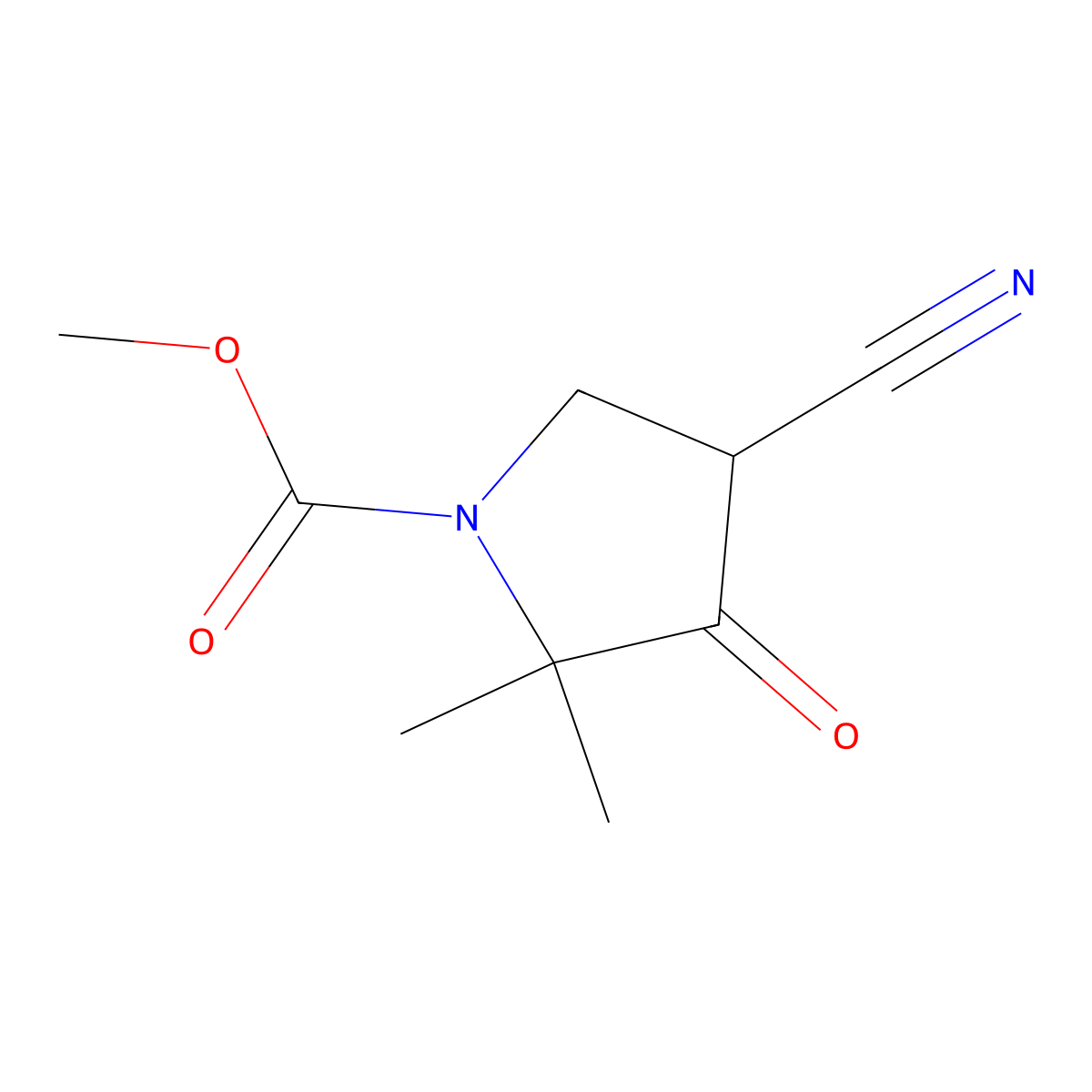 Methyl 4-Cyano-2,2-dimethyl-3-oxopyrrolidine-1-carboxylate molecular structure, CAS 1545121-32-1
