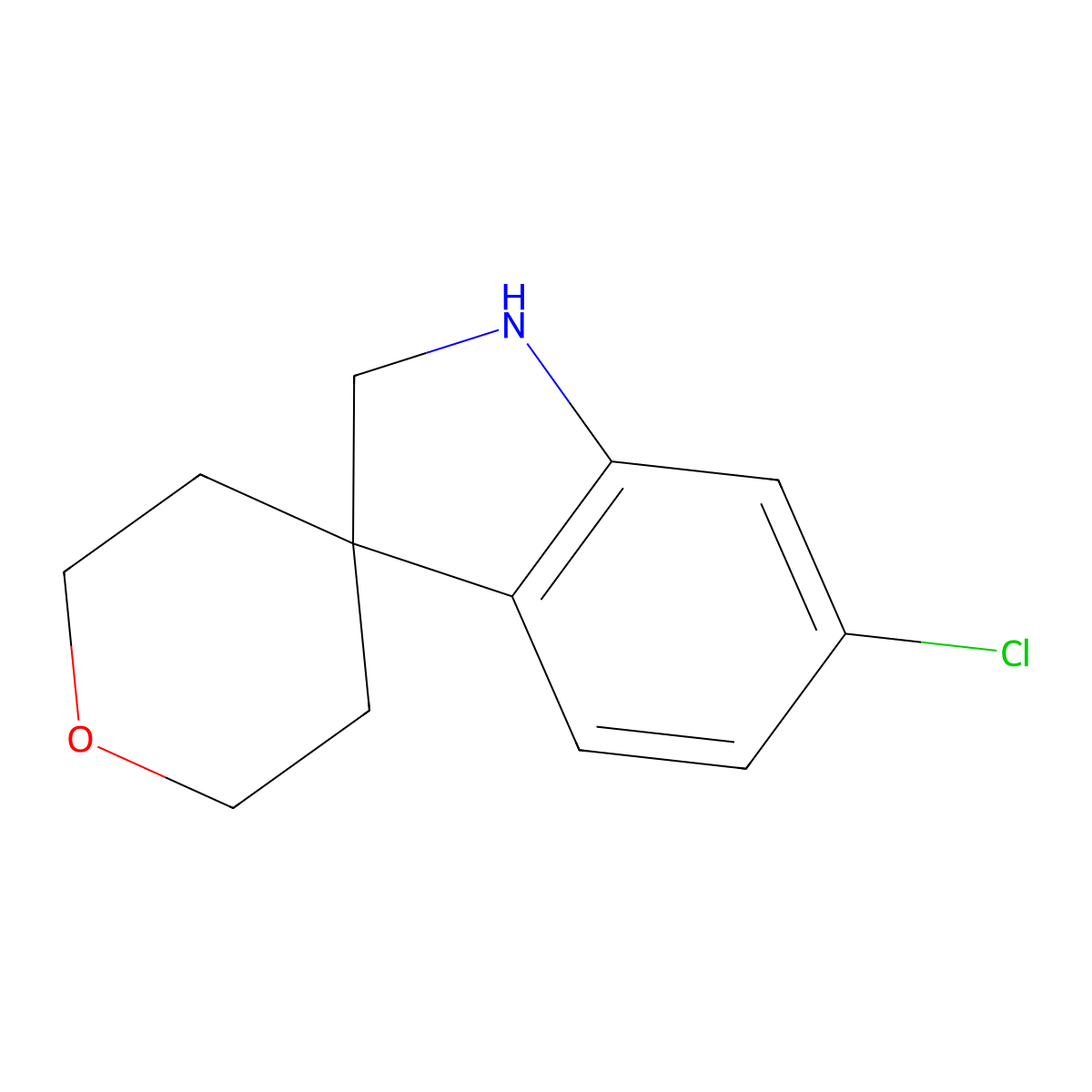 6-Chloro-1,2-dihydrospiro[indole-3,4'-oxane] molecular structure, CAS 1545157-34-3