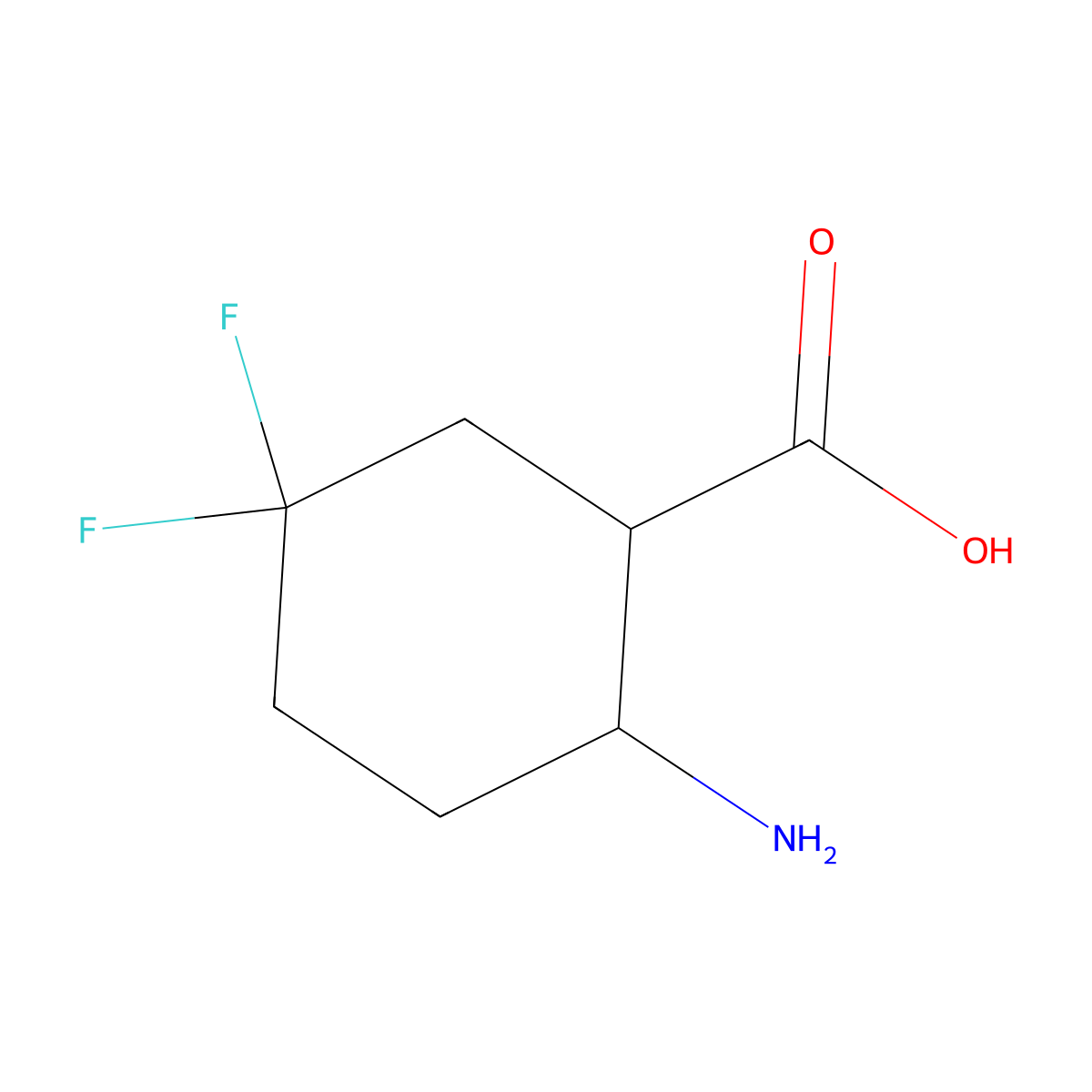 2-Amino-5,5-difluorocyclohexane-1-carboxylic acid molecular structure, CAS 1545157-84-3
