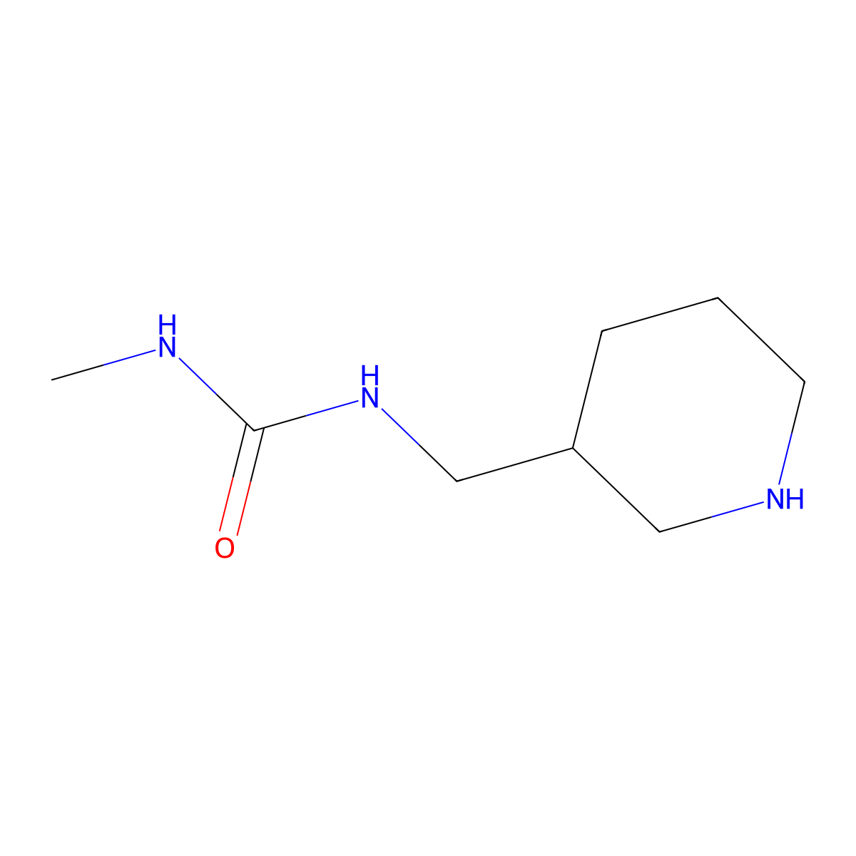 3-Methyl-1-[(piperidin-3-yl)methyl]urea molecular structure, CAS 1545161-32-7