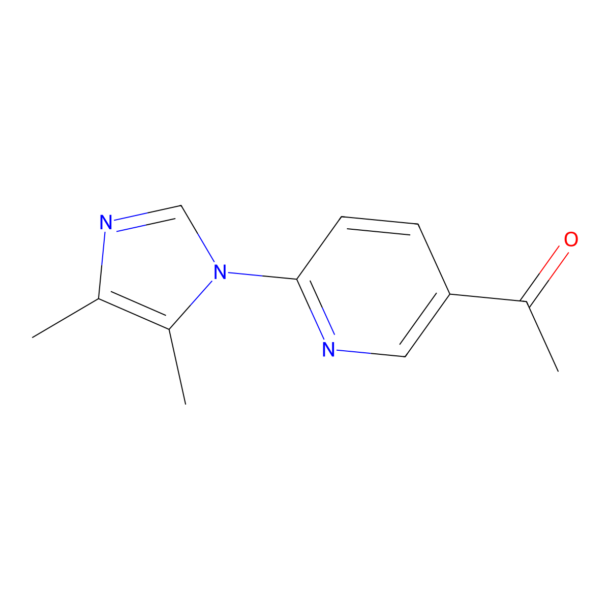 1-[6-(4,5-dimethyl-1H-imidazol-1-yl)pyridin-3-yl]ethan-1-one molecular structure, CAS 1545165-11-4