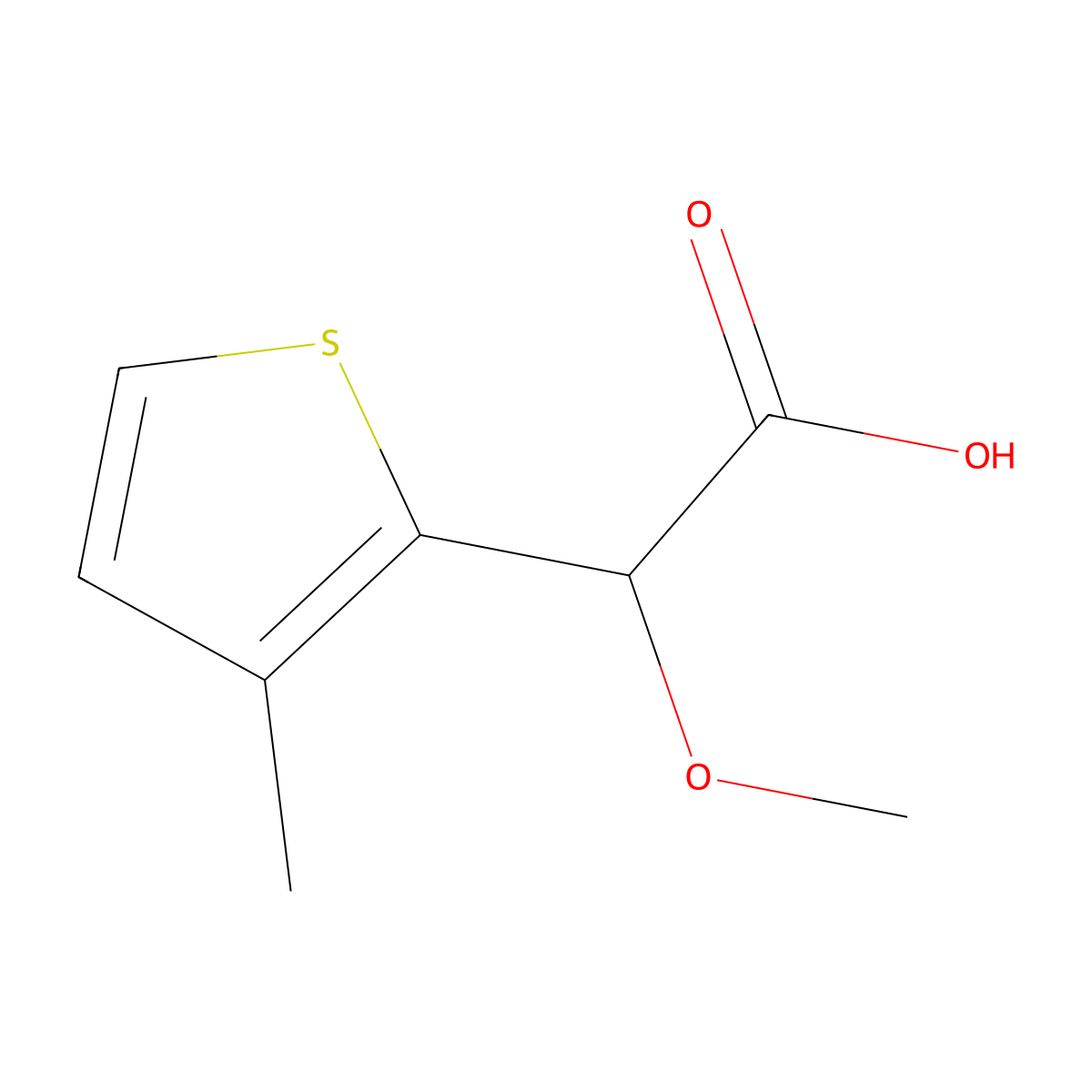 2-Methoxy-2-(3-methylthiophen-2-yl)acetic acid molecular structure, CAS 1545172-58-4
