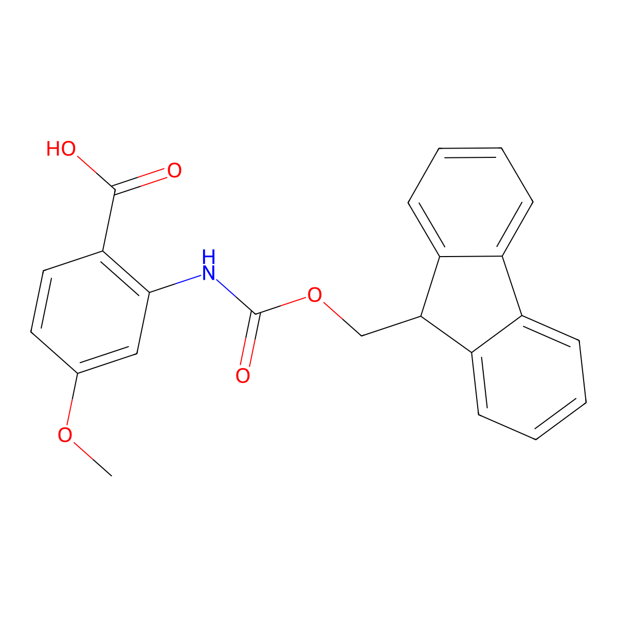 2-((((9H-fluoren-9-yl)methoxy)carbonyl)amino)-4-methoxybenzoic acid molecular structure, CAS 1545184-71-1