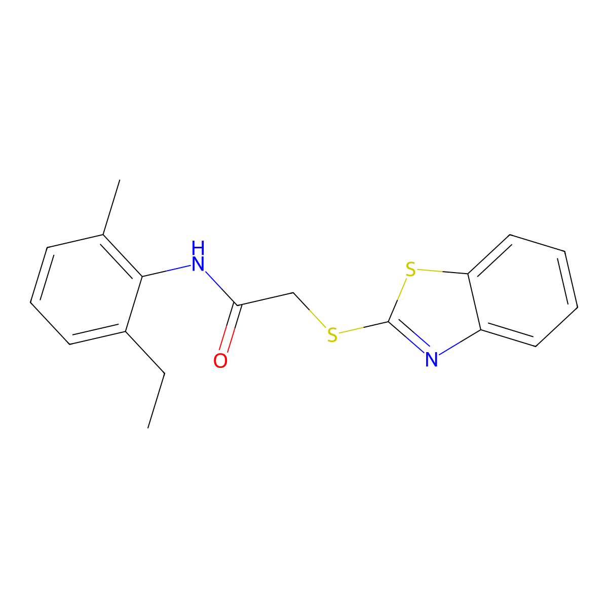 2-(1,3-benzothiazol-2-ylsulfanyl)-N-(2-ethyl-6-methylphenyl)acetamide molecular structure, CAS 154519-43-4