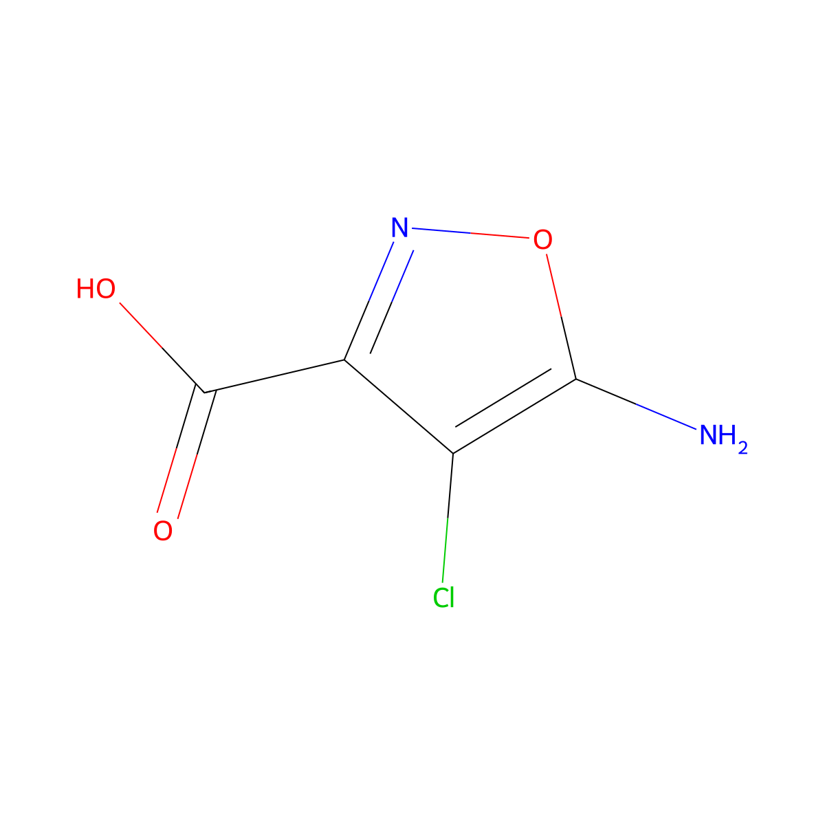 5-Amino-4-chloro-1,2-oxazole-3-carboxylic acid molecular structure, CAS 1545198-87-5