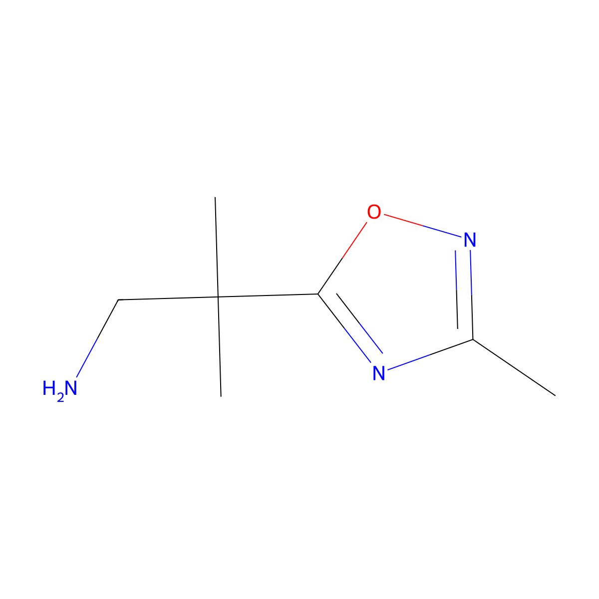 2-Methyl-2-(3-methyl-1,2,4-oxadiazol-5-yl)propan-1-amine molecular structure, CAS 1545202-98-9