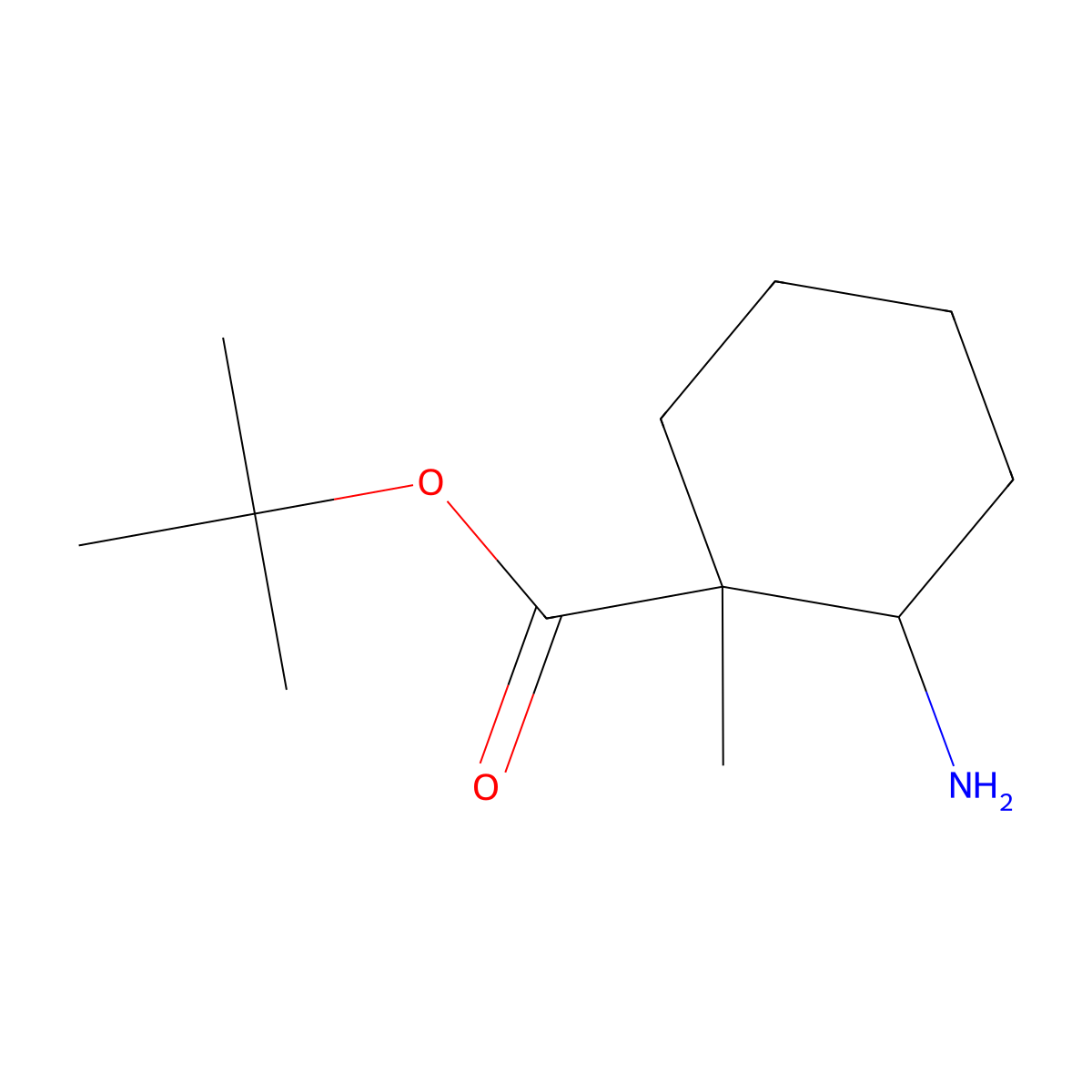 Tert-butyl 2-amino-1-methylcyclohexane-1-carboxylate molecular structure, CAS 1545232-06-1