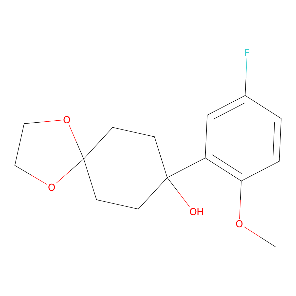 8-(5-Fluoro-2-methoxyphenyl)-1,4-dioxaspiro[4.5]decan-8-ol molecular structure, CAS 1545248-13-2