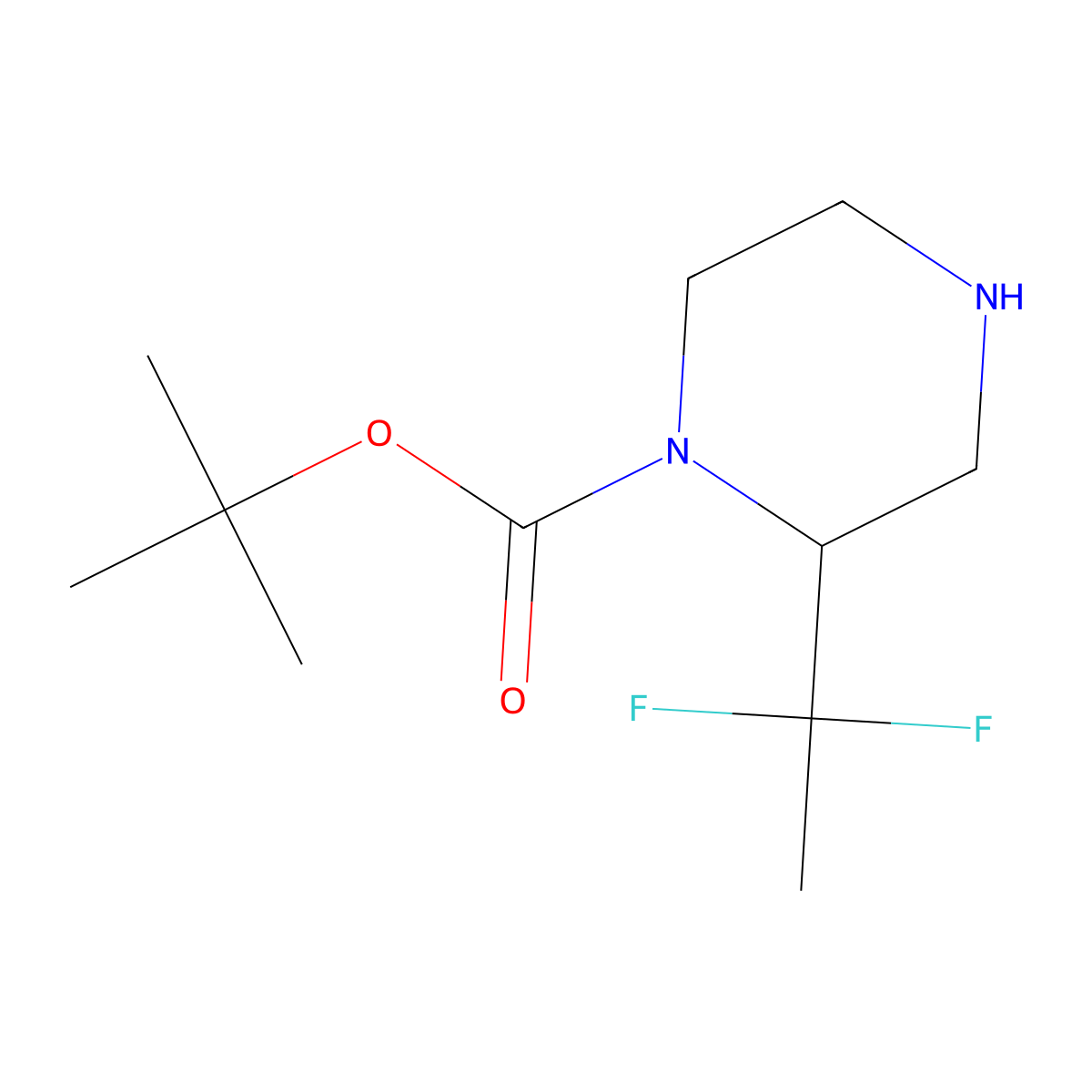 Tert-butyl 2-(1,1-difluoroethyl)piperazine-1-carboxylate molecular structure, CAS 1545252-73-0