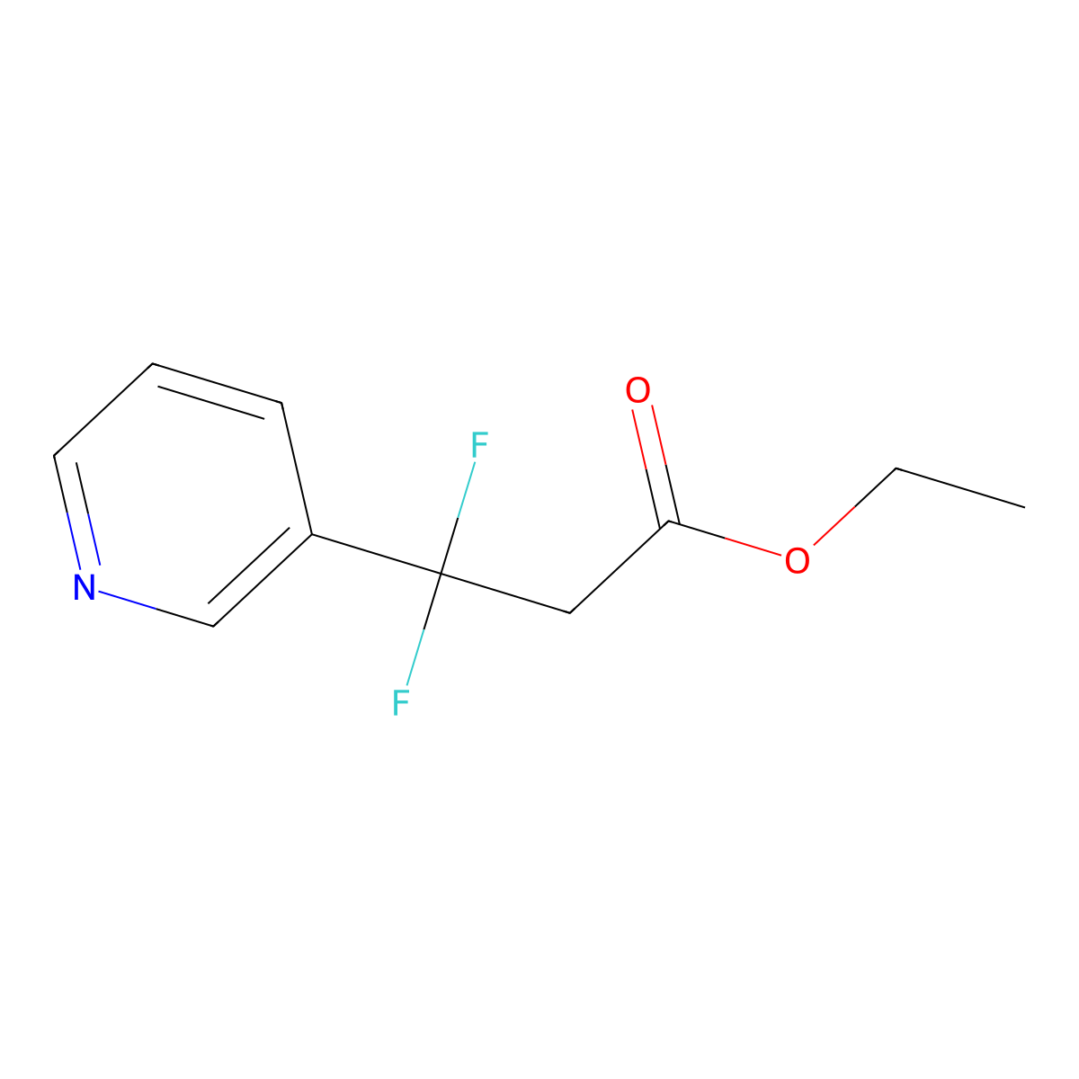 Ethyl 3,3-difluoro-3-(pyridin-3-yl)propanoate molecular structure, CAS 1545252-78-5