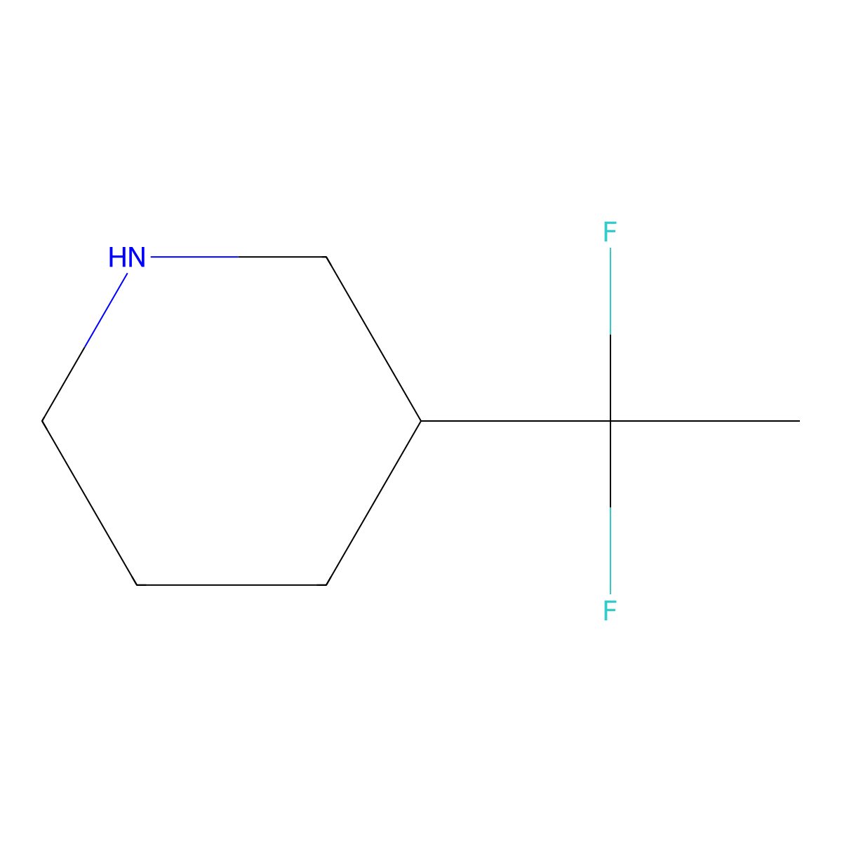 3-(1,1-Difluoroethyl)piperidine molecular structure, CAS 1545252-86-5