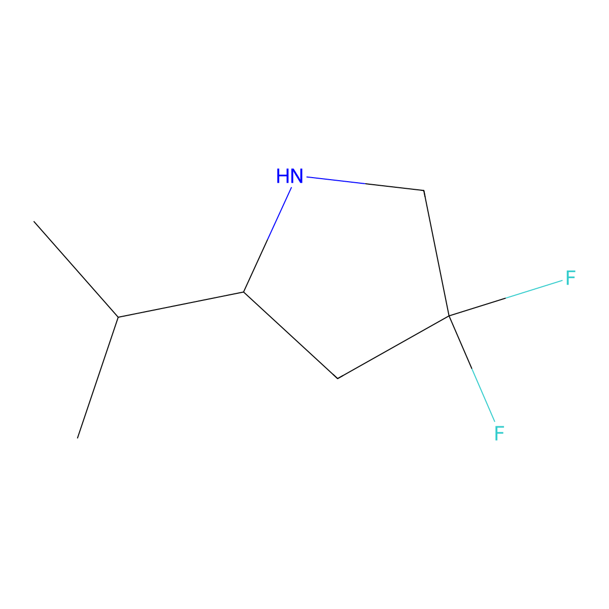 4,4-Difluoro-2-isopropylpyrrolidine molecular structure, CAS 1545253-27-7