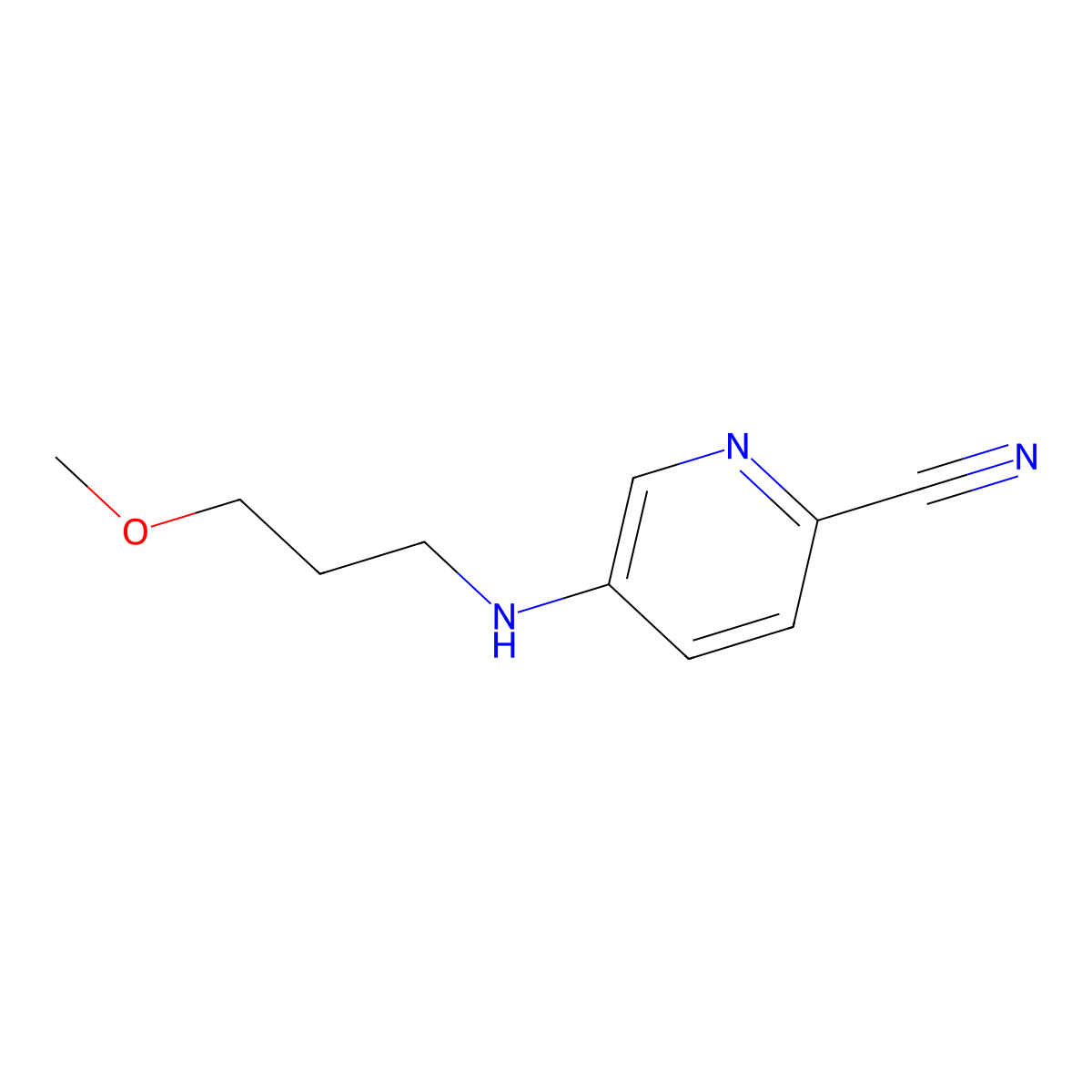 5-[(3-Methoxypropyl)amino]pyridine-2-carbonitrile molecular structure, CAS 1545275-09-9