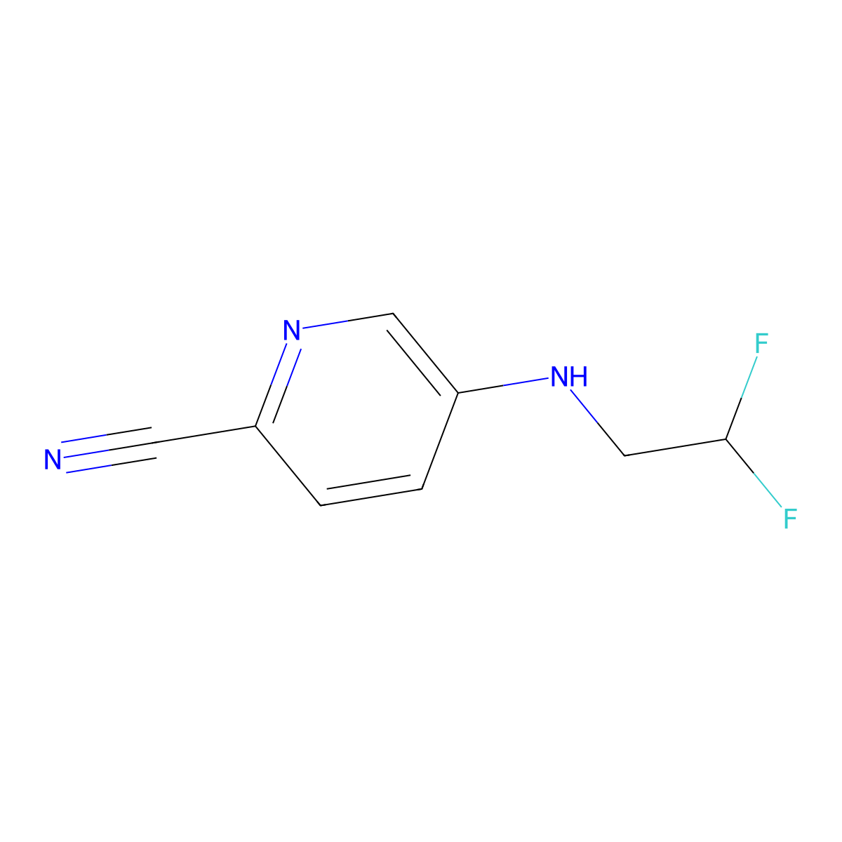 5-[(2,2-Difluoroethyl)amino]pyridine-2-carbonitrile molecular structure, CAS 1545275-70-4
